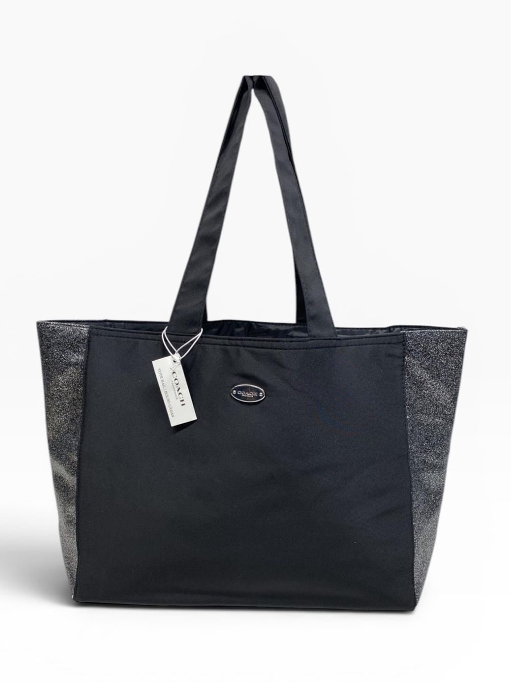 Coach Black Silver Glitter Tote Bag